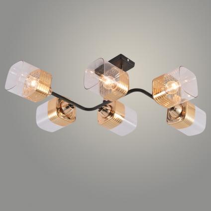 Люстра XA1615B/6 BK+FGD чёрный+золотой хром 6х60W E27 d720 h200, HN25